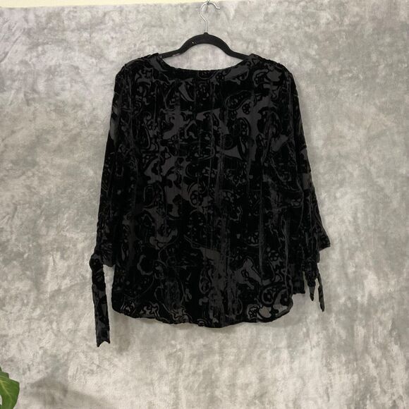 Coldwater Creek Velvet Burnout Blouse top petite XL whimsy Goth Fairy Grunge - Picture 2 of 12